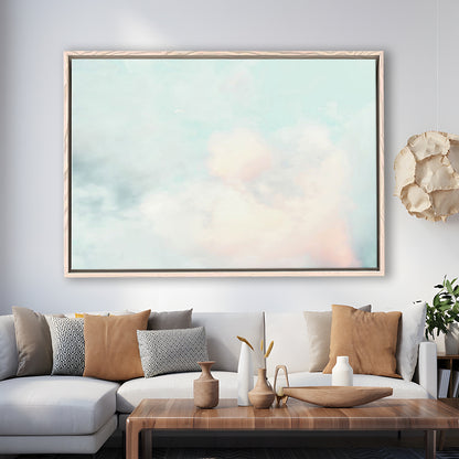 Cloud Art Print, Sky Wall Print, Blue Wall Decor, Nursery Wall Print Clouds Art, Floating Framed Canvas Print Wall Art