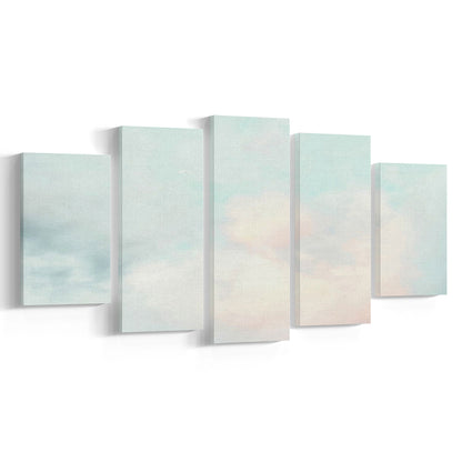 Cloud Art Print, Sky Wall Print, Blue Wall Decor, Nursery Wall Print Clouds Art, Mixed Panels Canvas Print Wall Art