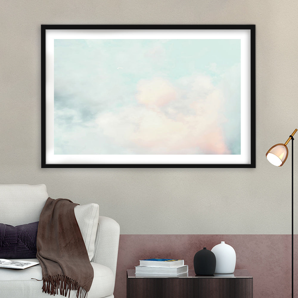 Cloud Art Print, Sky Wall Print, Blue Wall Decor, Nursery Wall Print Clouds Art, Framed Art Print White Border Wall Decor