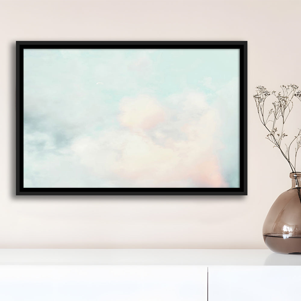 Cloud Art Print, Sky Wall Print, Blue Wall Decor, Nursery Wall Print Clouds Art, Floating Framed Canvas Print Wall Art