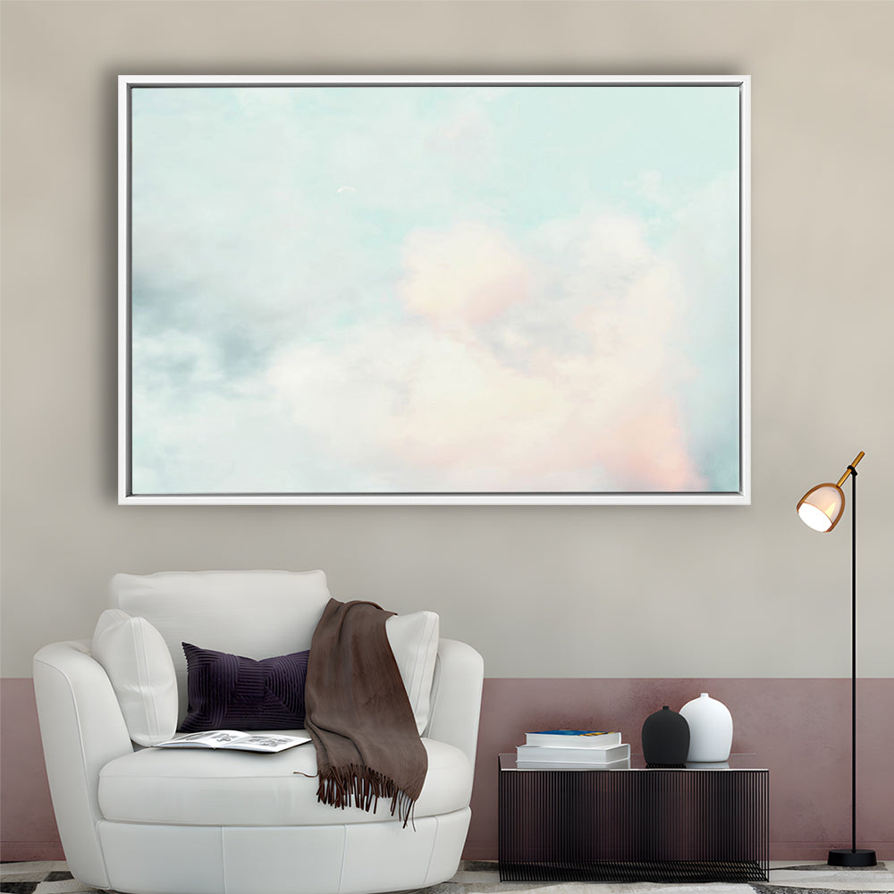 Cloud Art Print, Sky Wall Print, Blue Wall Decor, Nursery Wall Print Clouds Art, Floating Framed Canvas Print Wall Art