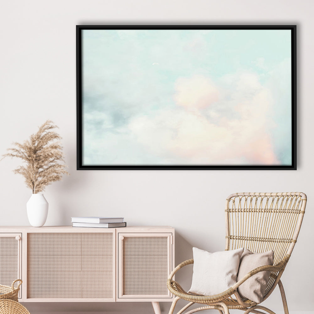 Cloud Art Print, Sky Wall Print, Blue Wall Decor, Nursery Wall Print Clouds Art, Floating Framed Canvas Print Wall Art