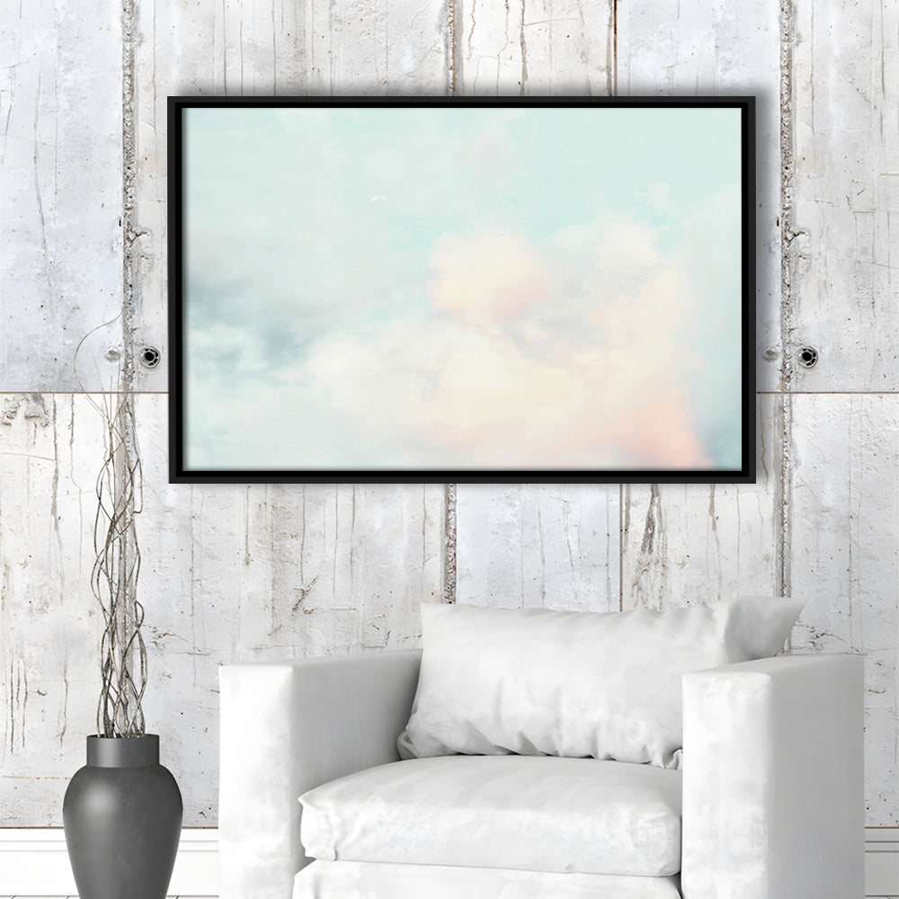 Cloud Art Print, Sky Wall Print, Blue Wall Decor, Nursery Wall Print Clouds Art, Floating Framed Canvas Print Wall Art