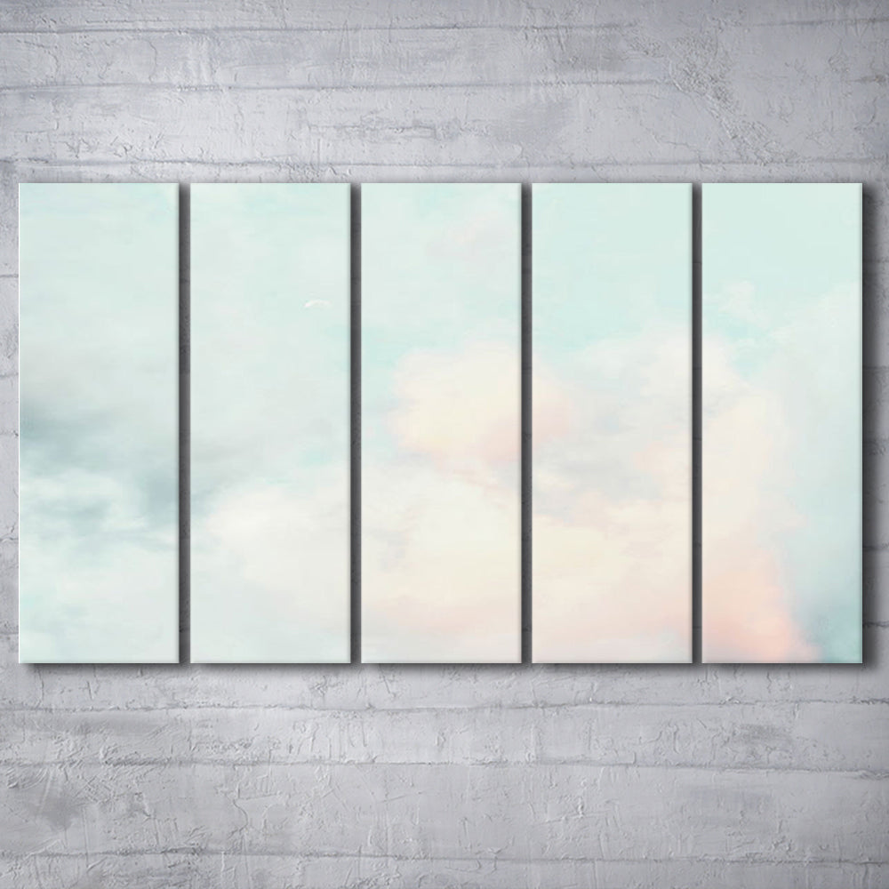 Cloud Art Print, Sky Wall Print, Blue Wall, Nursery Wall Print Clouds Art, Multi Panels Canvas Print Wall Art