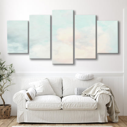Cloud Art Print, Sky Wall Print, Blue Wall Decor, Nursery Wall Print Clouds Art, Mixed Panels Canvas Print Wall Art