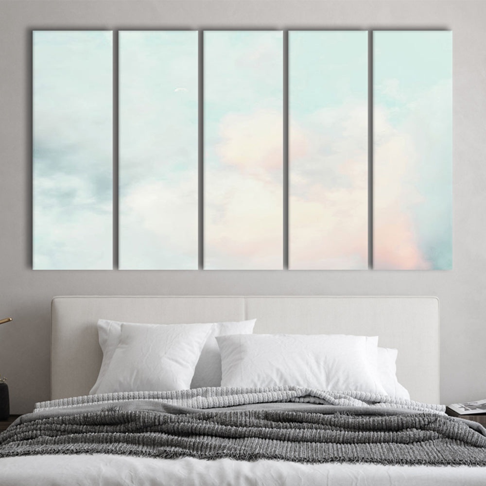 Cloud Art Print, Sky Wall Print, Blue Wall, Nursery Wall Print Clouds Art, Multi Panels Canvas Print Wall Art