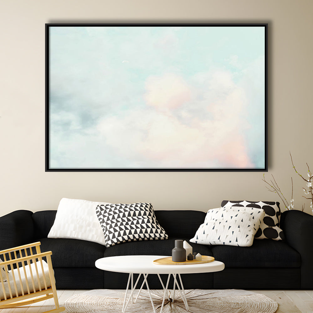 Cloud Art Print, Sky Wall Print, Blue Wall Decor, Nursery Wall Print Clouds Art, Floating Framed Canvas Print Wall Art