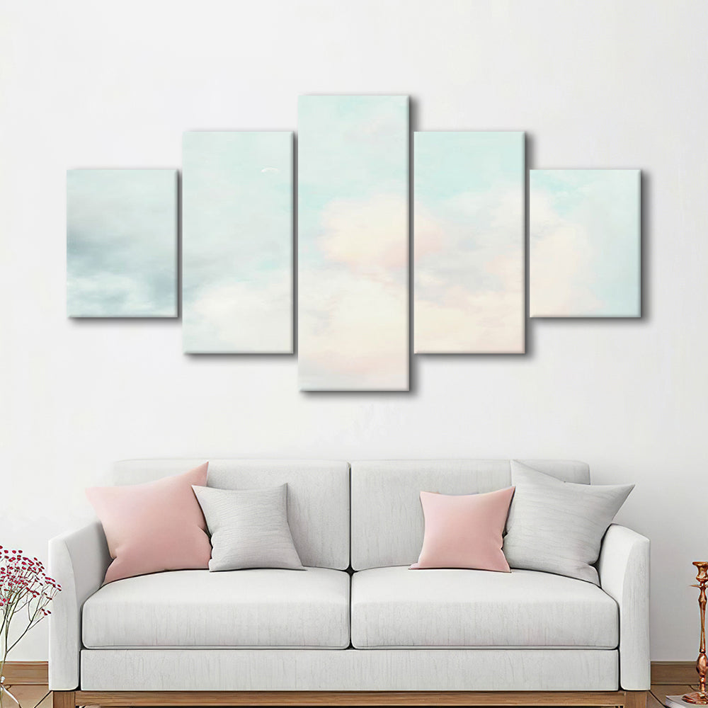 Cloud Art Print, Sky Wall Print, Blue Wall Decor, Nursery Wall Print Clouds Art, Mixed Panels Canvas Print Wall Art