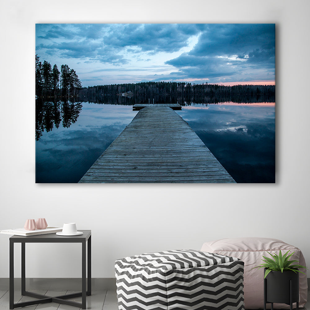 Cloudy Lake Sunset Scenic Photography For Home Office Room Wall Decor, Canvas Print Wall Art, Wall Decor, Painting Canvas