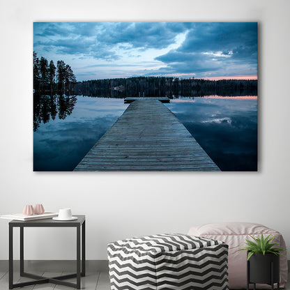 Cloudy Lake Sunset Scenic Photography For Home Office Room Wall Decor, Canvas Print Wall Art, Wall Decor, Painting Canvas