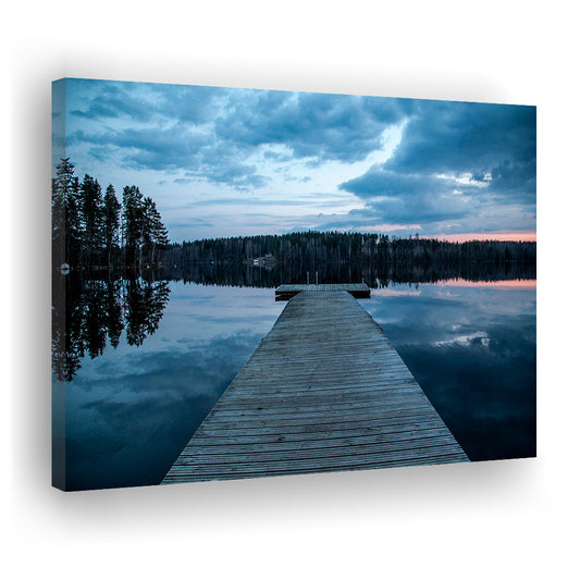 Cloudy Lake Sunset Scenic Photography For Home Office Room Wall Decor, Canvas Print Wall Art, Wall Decor, Painting Canvas
