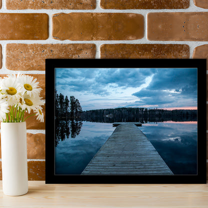 Cloudy lake sunset Scenic photography for home Office room wall decor, Framed Art Print Wall Decor, Picture Framed