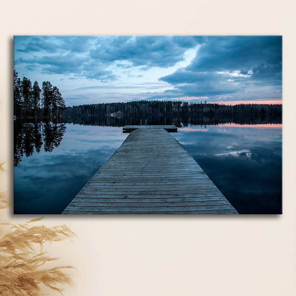 Cloudy Lake Sunset Scenic Photography For Home Office Room Wall Decor, Canvas Print Wall Art, Wall Decor, Painting Canvas