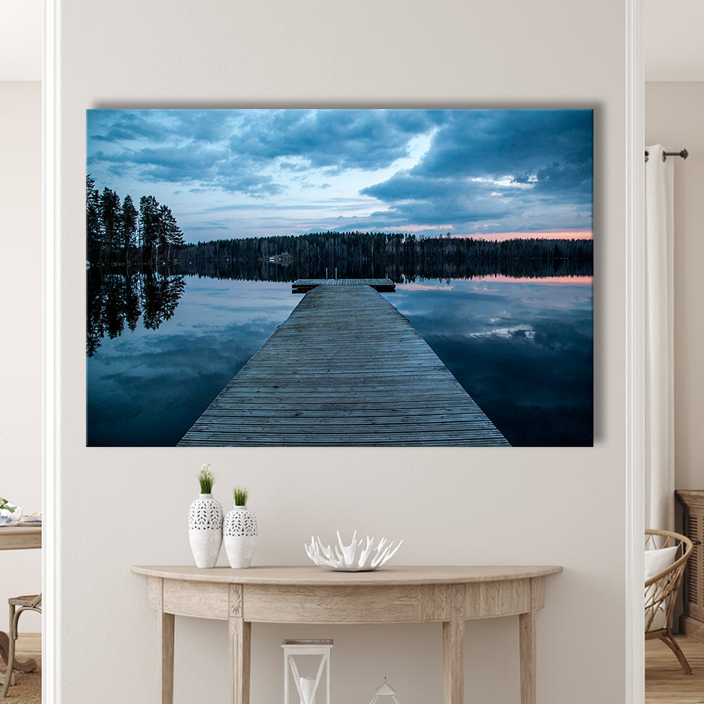 Cloudy Lake Sunset Scenic Photography For Home Office Room Wall Decor, Canvas Print Wall Art, Wall Decor, Painting Canvas
