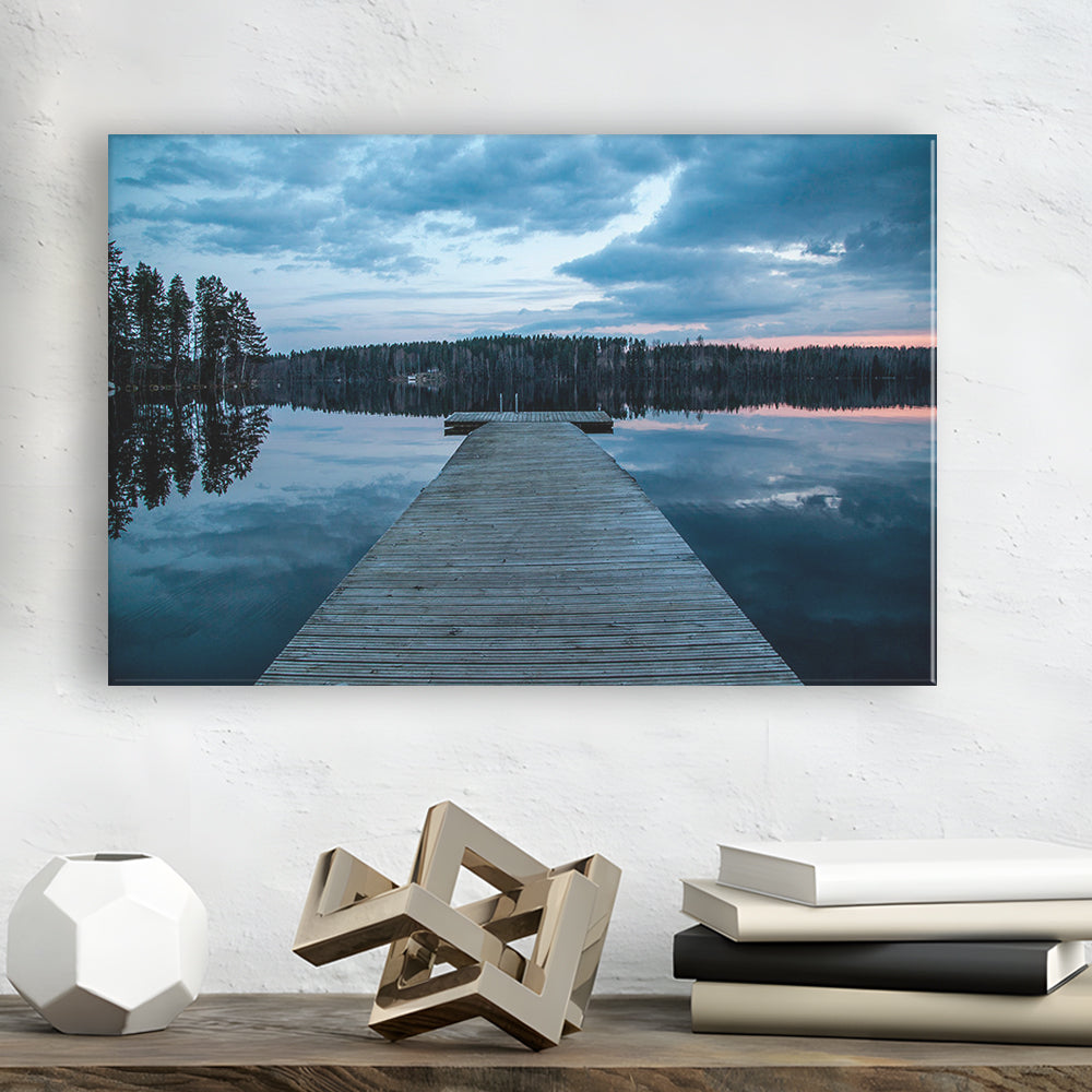 Cloudy Lake Sunset Scenic Photography For Home Office Room Wall Decor, Canvas Print Wall Art, Wall Decor, Painting Canvas