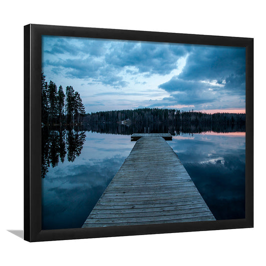 Cloudy lake sunset Scenic photography for home Office room wall decor, Framed Art Print Wall Decor, Picture Framed