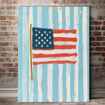 Coastal American Flag Wall Art, Trendy Preppy, Vintage Us Flag Art, United States Flag Print, Canvas Print, Canvas Decor