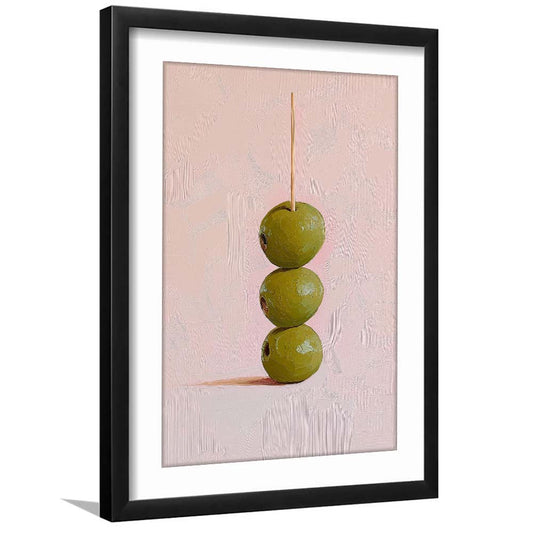 Cocktail Olives Print, Martini Print, Preppy Dorm Decor, Minimalist Home Decor, Coctail Decor, Framed Art Print, White Border