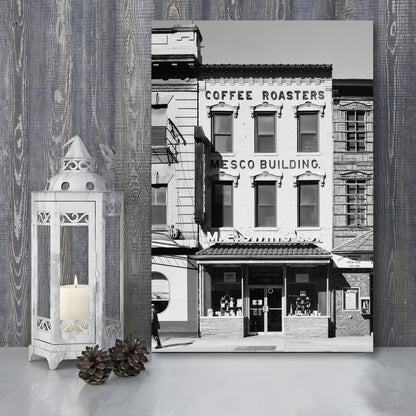 Coffee Roasters in Washington Black and White Art Architecture Print, Canvas Print Wall Art