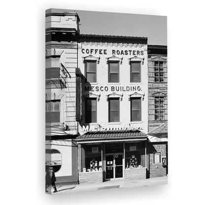 Coffee Roasters in Washington Black and White Art Architecture Print, Canvas Print Wall Art