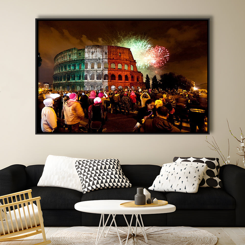 Colesseum Rome Italy, Stadium Canvas, Sport Art, Framed Canvas Print Wall Art, Floating Frame
