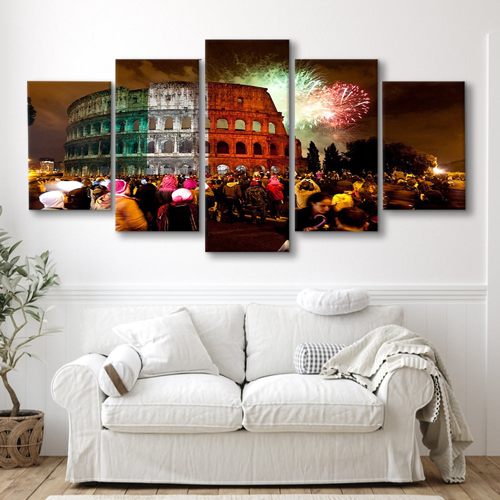 Colesseum Rome Italy, Stadium Canvas, Sport Art, Gift for him, 5 Panel, Large Canvas, Canvas Print Wall Art