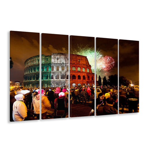 Colesseum Rome Italy, Stadium Canvas, Sport Art, 5 Panel B, Extra Large Canvas, Canvas Print Wall Art