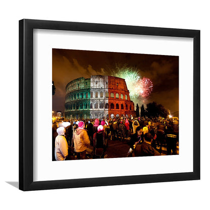 Colesseum Rome Italy, Stadium Canvas, Sport Art, Gift for him, White Border Framed Art Print Wall Decor