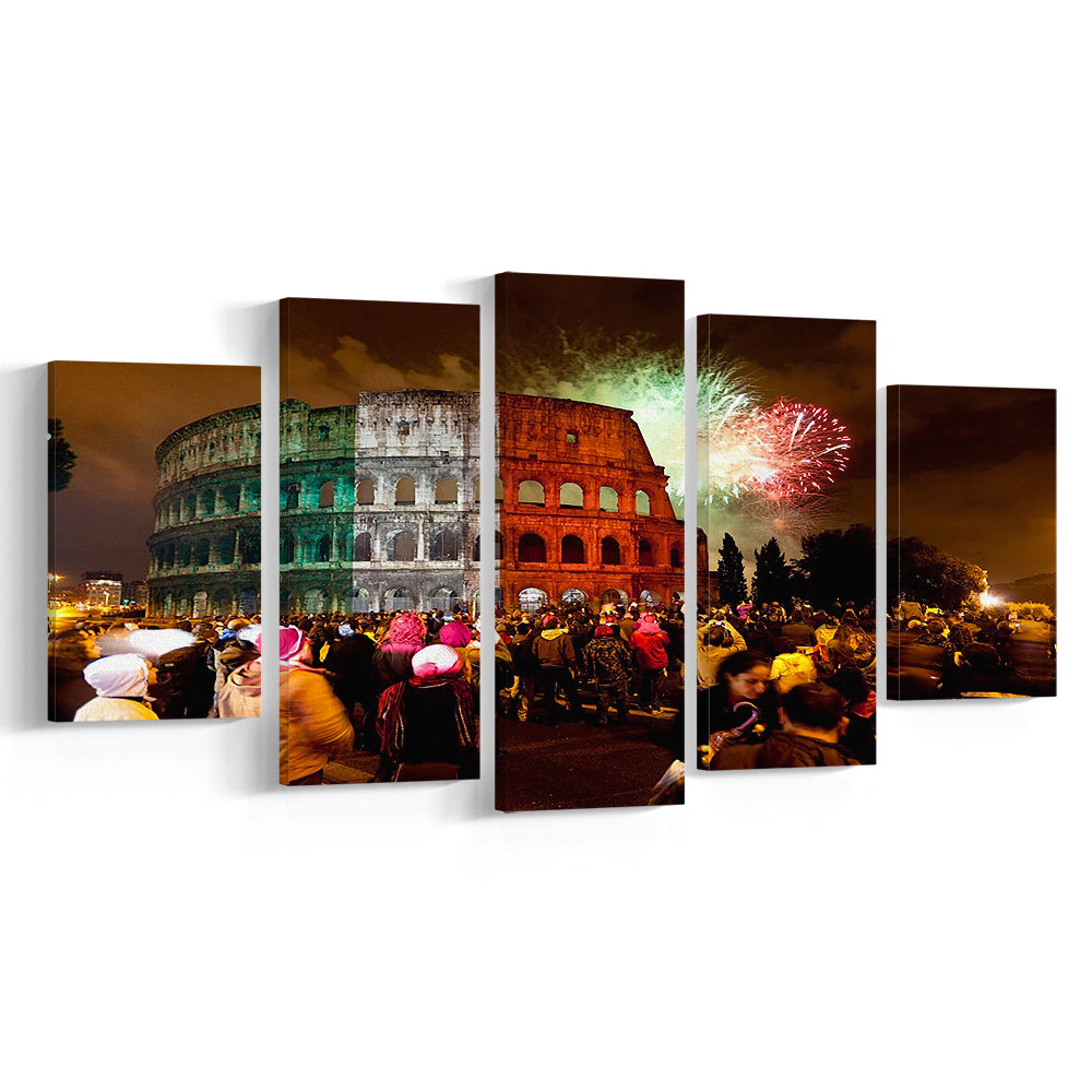 Colesseum Rome Italy, Stadium Canvas, Sport Art, Gift for him, 5 Panel, Large Canvas, Canvas Print Wall Art