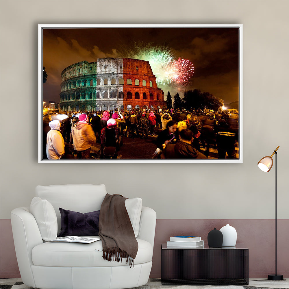 Colesseum Rome Italy, Stadium Canvas, Sport Art, Framed Canvas Print Wall Art, Floating Frame
