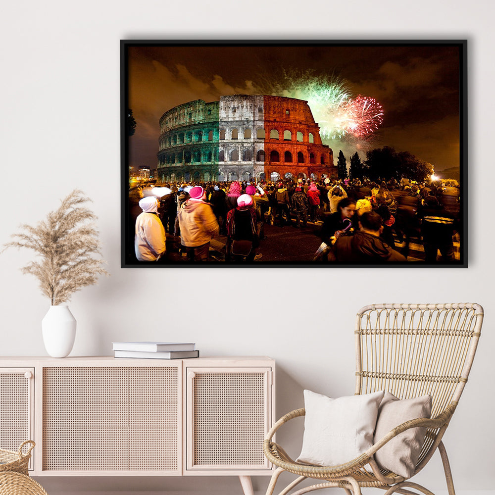 Colesseum Rome Italy, Stadium Canvas, Sport Art, Framed Canvas Print Wall Art, Floating Frame