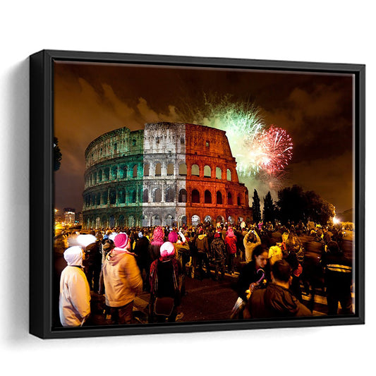 Colesseum Rome Italy, Stadium Canvas, Sport Art, Framed Canvas Print Wall Art, Floating Frame