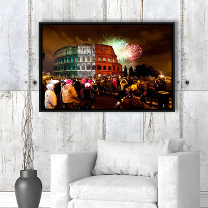 Colesseum Rome Italy, Stadium Canvas, Sport Art, Framed Canvas Print Wall Art, Floating Frame