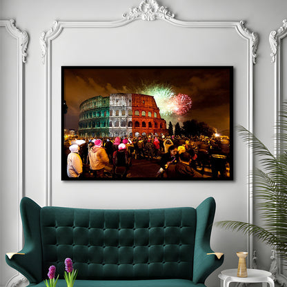 Colesseum Rome Italy, Stadium Canvas, Sport Art, Gift for him, Framed Art Print Wall Decor, Picture Framed