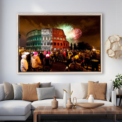 Colesseum Rome Italy, Stadium Canvas, Sport Art, Framed Canvas Print Wall Art, Floating Frame