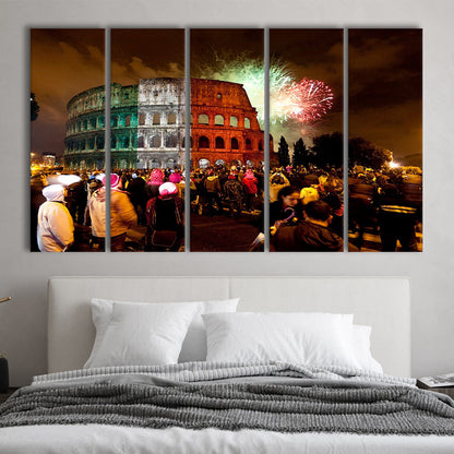 Colesseum Rome Italy, Stadium Canvas, Sport Art, 5 Panel B, Extra Large Canvas, Canvas Print Wall Art
