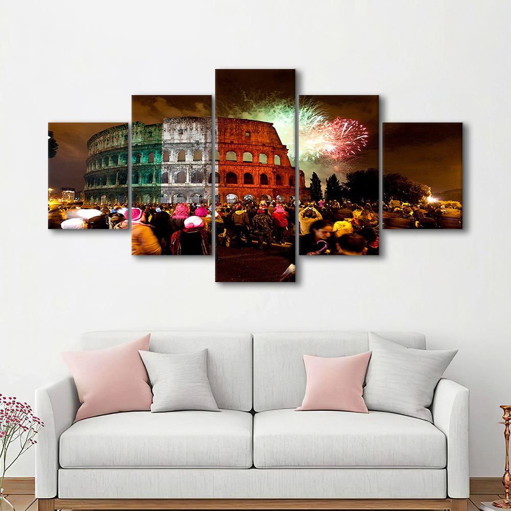 Colesseum Rome Italy, Stadium Canvas, Sport Art, Gift for him, 5 Panel, Large Canvas, Canvas Print Wall Art