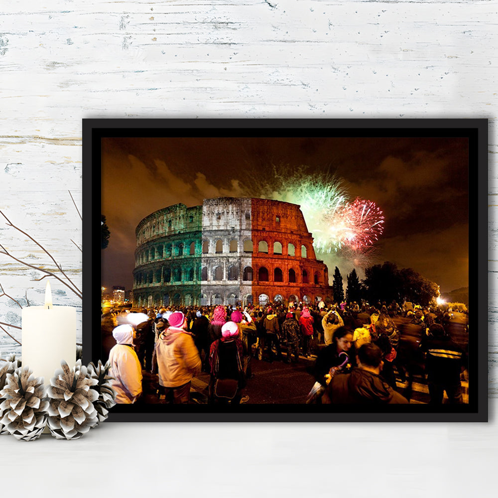 Colesseum Rome Italy, Stadium Canvas, Sport Art, Framed Canvas Print Wall Art, Floating Frame