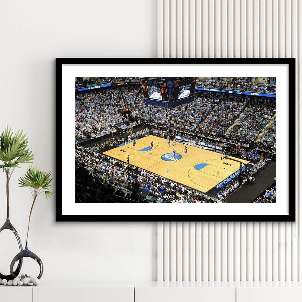 Coliseum Complex in N Carolina, Stadium Canvas, Sport Art, Gift for him, White Border Framed Art Print Wall Decor