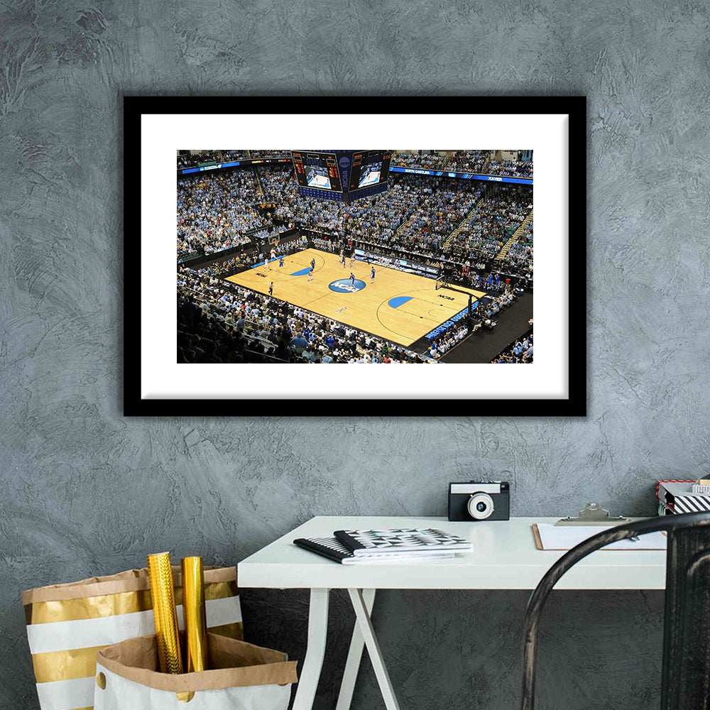 Coliseum Complex in N Carolina, Stadium Canvas, Sport Art, Gift for him, White Border Framed Art Print Wall Decor