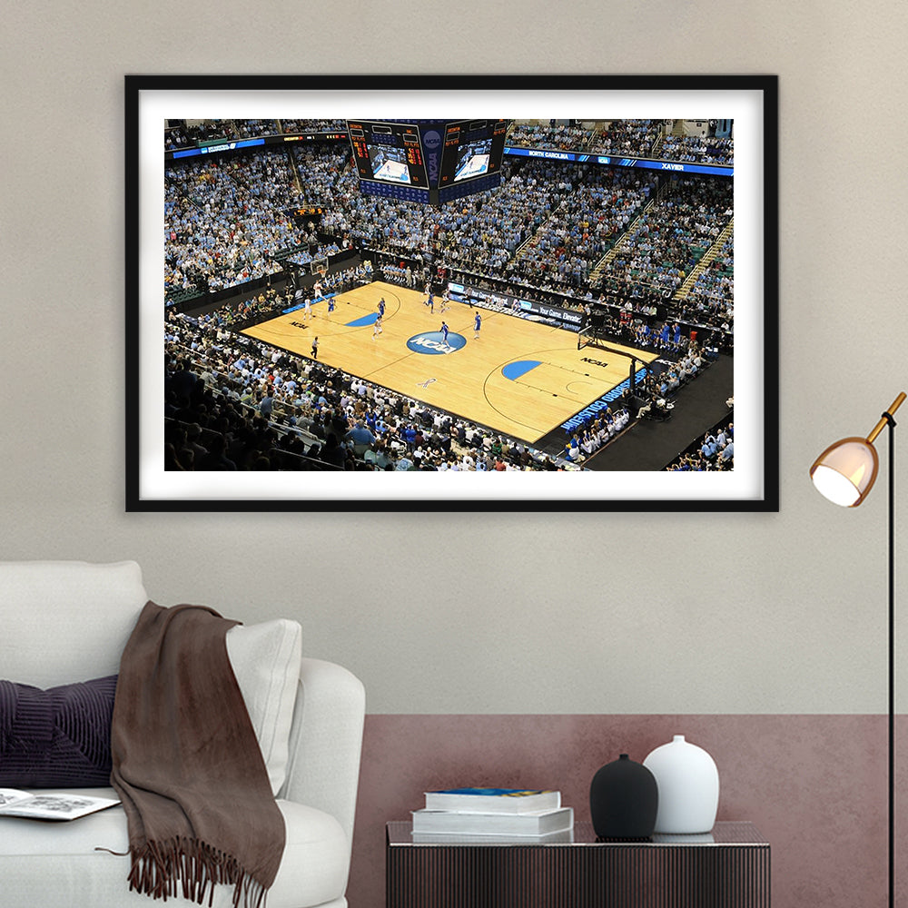 Coliseum Complex in N Carolina, Stadium Canvas, Sport Art, Gift for him, White Border Framed Art Print Wall Decor