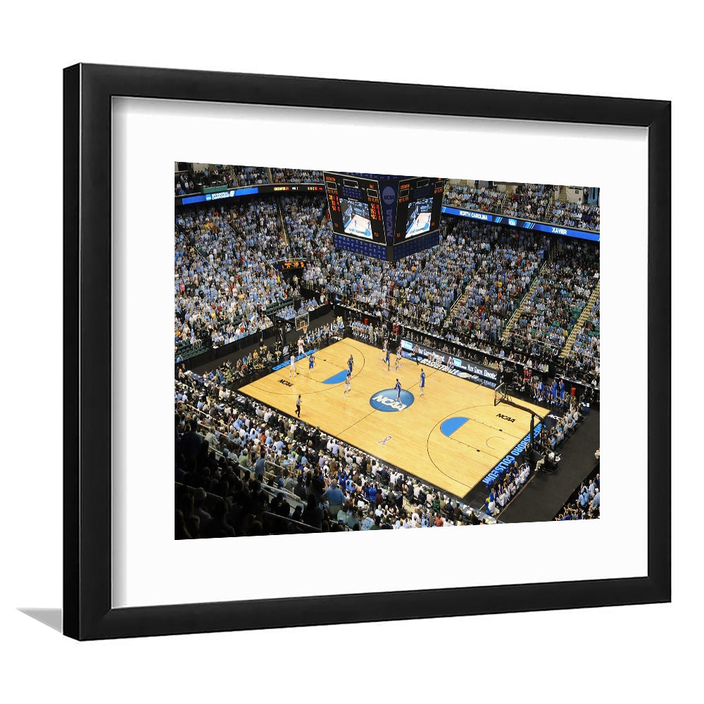 Coliseum Complex in N Carolina, Stadium Canvas, Sport Art, Gift for him, White Border Framed Art Print Wall Decor