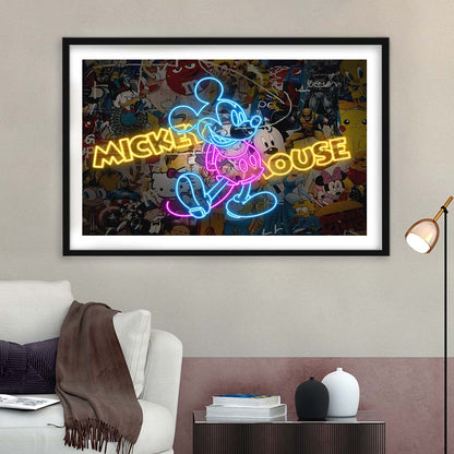 Collections, Neon Signs, Pop Culture, Graffiti, Banksy, Framed Art Print Wall Decor, White Border, Framed Picture