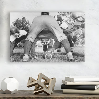 College Football Players Black and White Art Vintage Sports Photography, Canvas Print Wall Art Decor