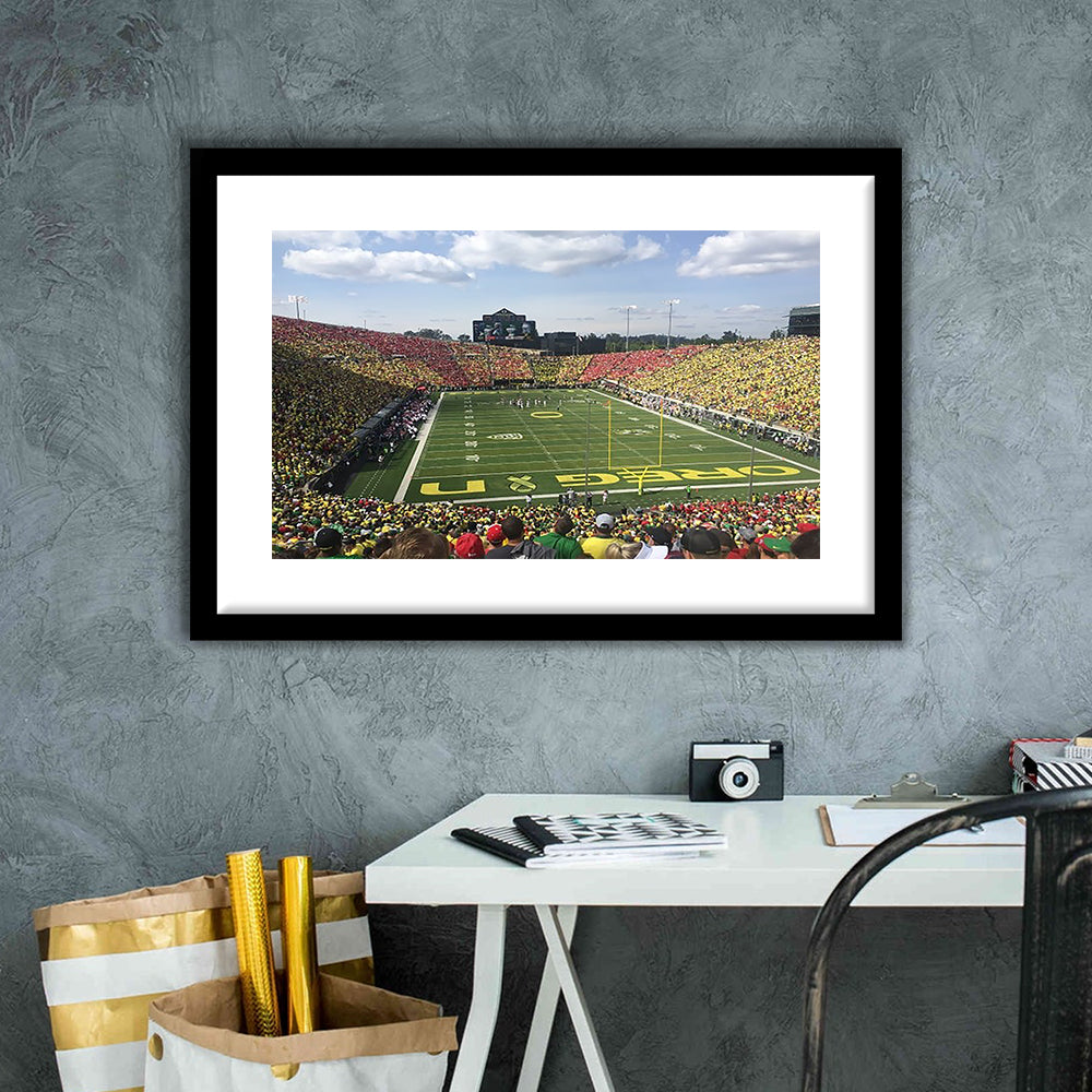 College football Stadium, Stadium Canvas, Sport Art, Gift for him, White Border Framed Art Print Wall Decor