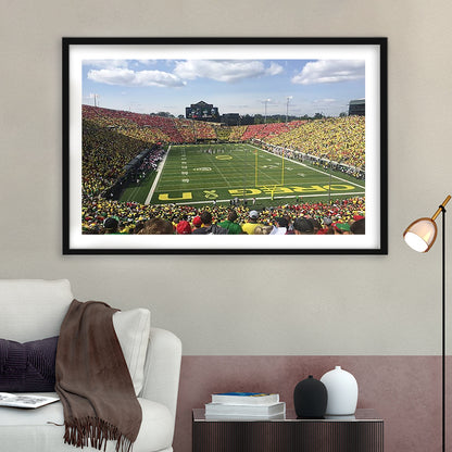 College football Stadium, Stadium Canvas, Sport Art, Gift for him, White Border Framed Art Print Wall Decor