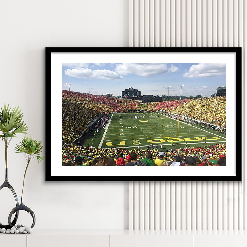 College football Stadium, Stadium Canvas, Sport Art, Gift for him, White Border Framed Art Print Wall Decor