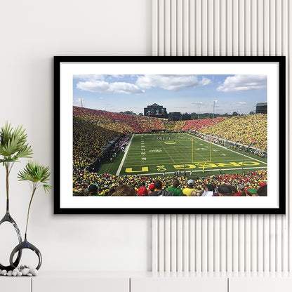 College football Stadium, Stadium Canvas, Sport Art, Gift for him, White Border Framed Art Print Wall Decor