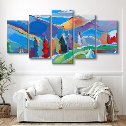 Colorado Composition 5 Large Stretched Canvas Floating Frame Wall Art Print, 5 Piece Large Cavas Print Wall Art