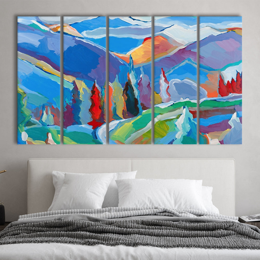 Colorado Composition 5 Large Stretched Canvas Floating Frame Wall Art, 5 Piece B Extra Large Cavas Print Wall Art Decor